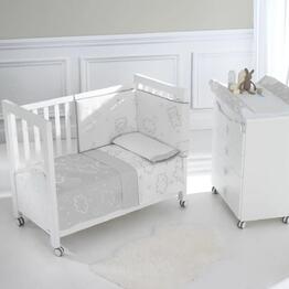 Комплект покривало с пълнеж и обиколник Dolce Luce Micuna, бяло със сиво